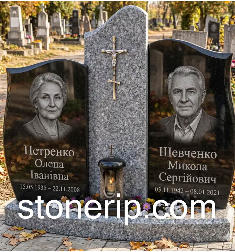 Комбінований пам’ятник на двох із граніту ДВГ09