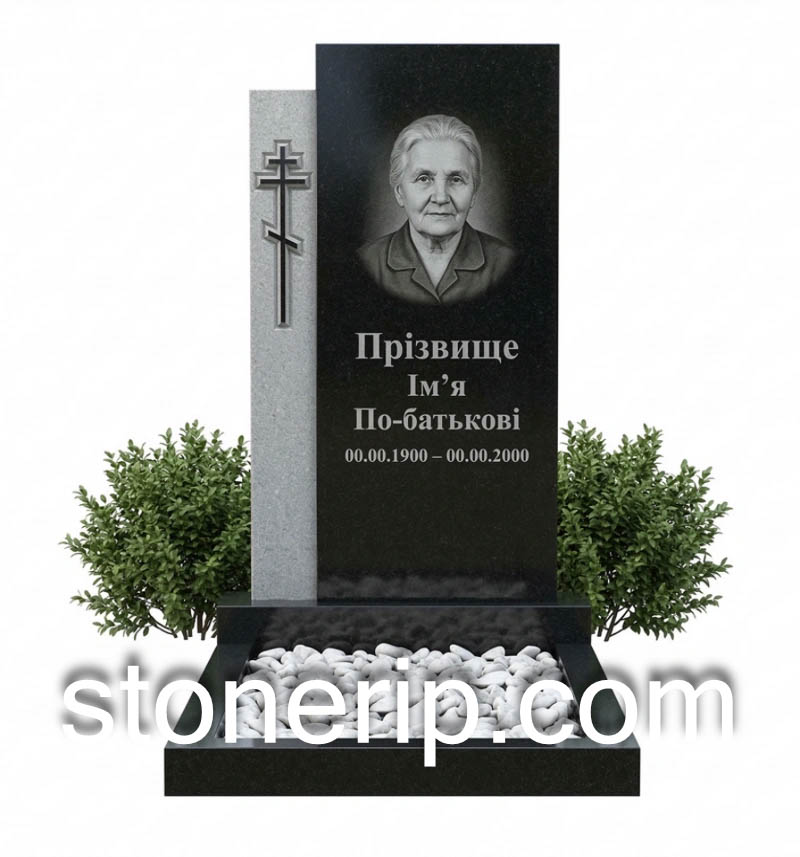 Гранітний одинарний пам’ятник комбінований ОДН-013