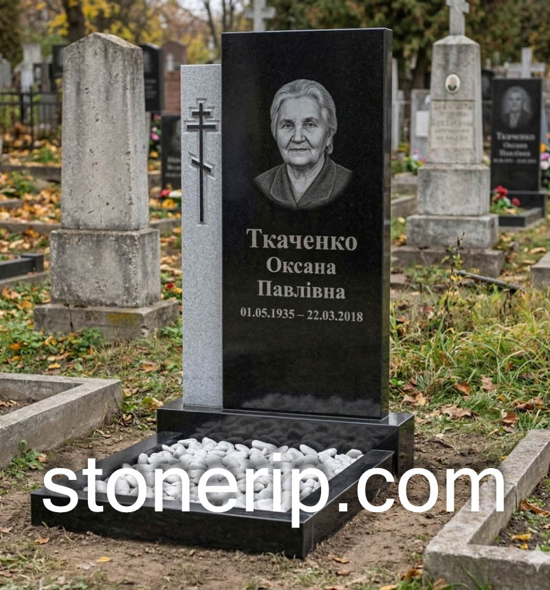 Гранітний одинарний пам’ятник комбінований ОДН-013