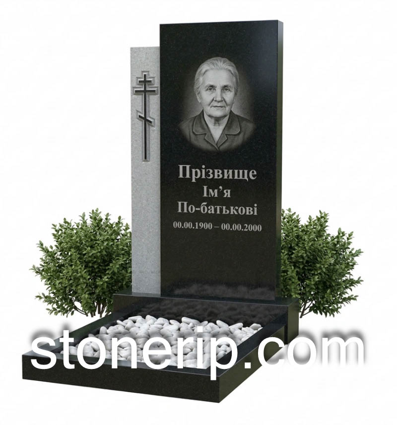 Гранітний одинарний пам’ятник комбінований ОДН-013